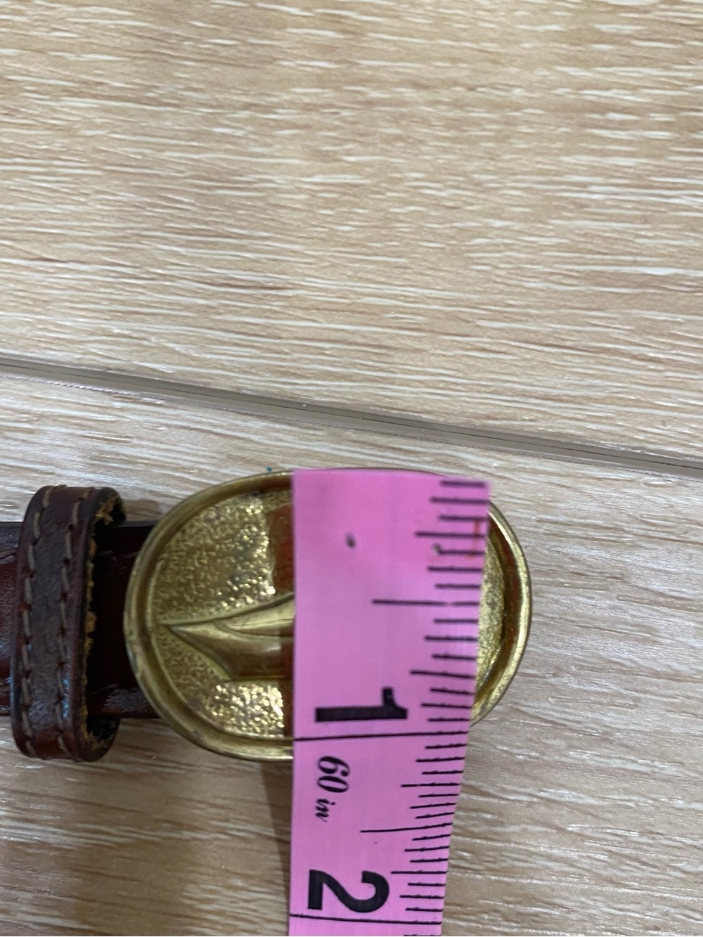 Vintage Solid Brass Mallard Duck Leather Belt Women’s Size 30 Preppy Americana - Picture 5 of 8
